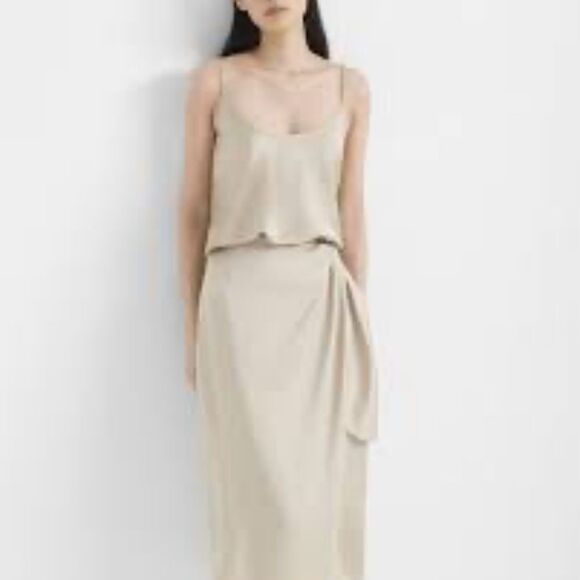 Club Monaco Cream Wrap Midi Skirt - Picture 1 of 9